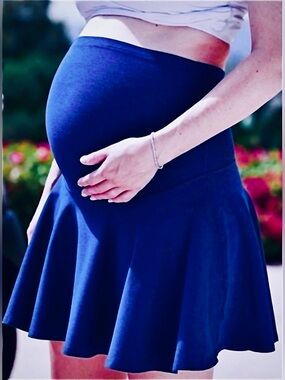 Beyond the Bump Royal Blue Spacedye Maternity Skirt Size L